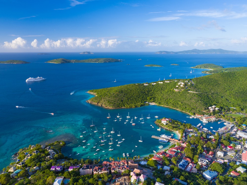 Aerial view of Cruz Bay